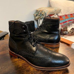 Johnston & Murphy Men's Conard Wingtip Boot Boot Black Italian Calfskin SIZE 11